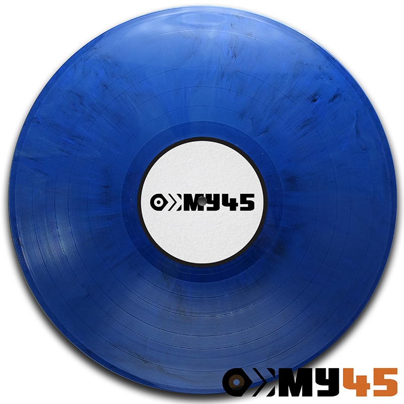 Azurblau deckend marmoriert mit Schwarz Vinyl Schallplatte