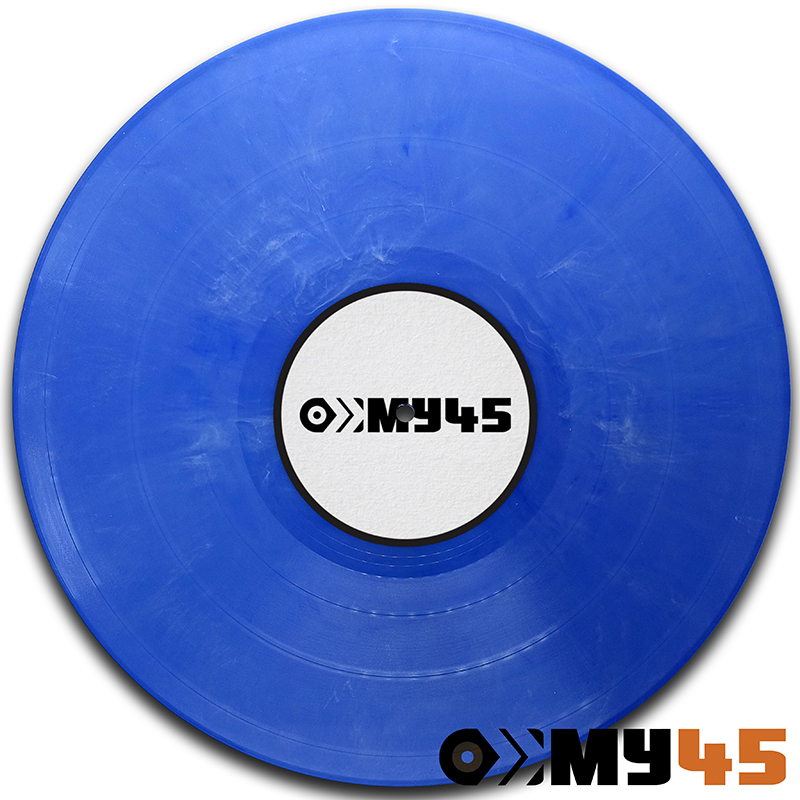 Azurblau deckend marmoriert mit Weiss Vinyl Schallplatte
