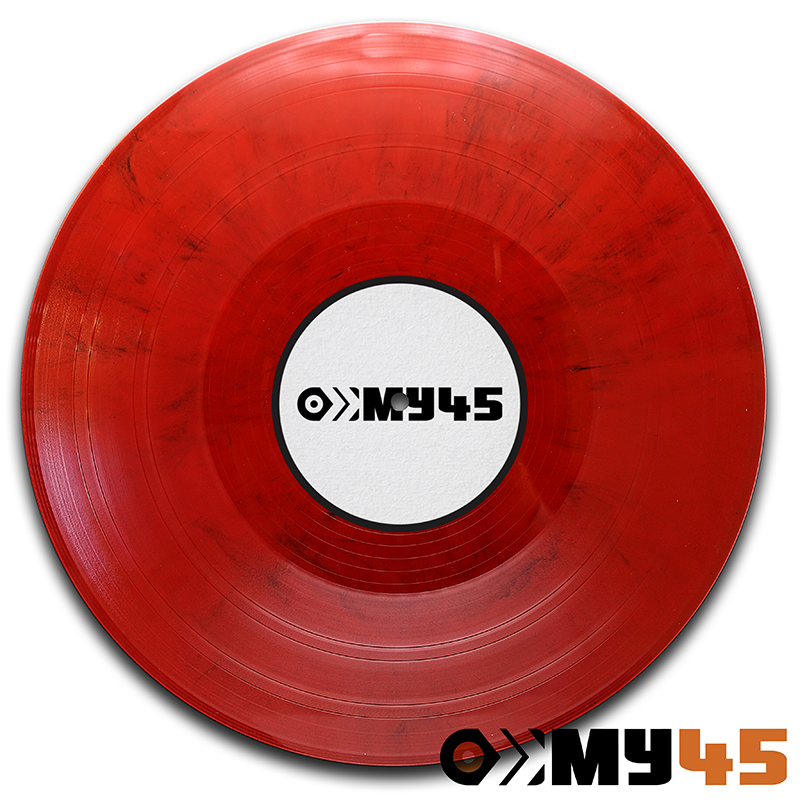 Rot deckend marmoriert mit schwarz Vinyl Schallplatte